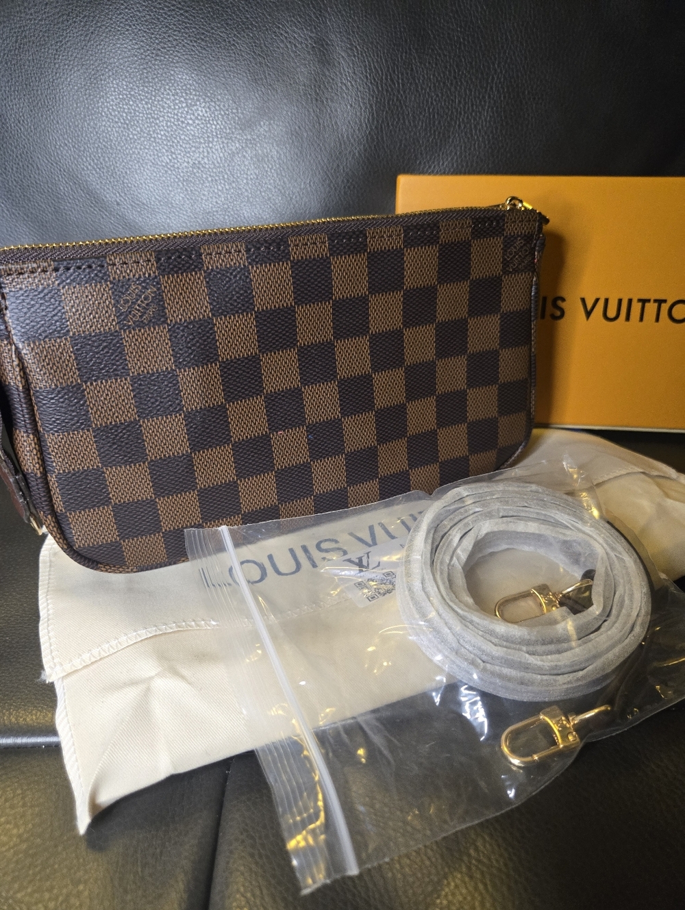 Checkered Monogram Zip Top Crossbody w/red Interior
